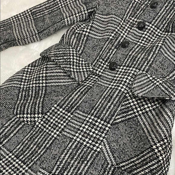 Zara Black and White Checkered Wool Coat - Picture 5 of 9